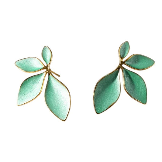 Steel earrings with green flowers- EA276
