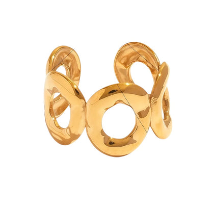 Ring aus Stahlgold mit Kreisen – R293