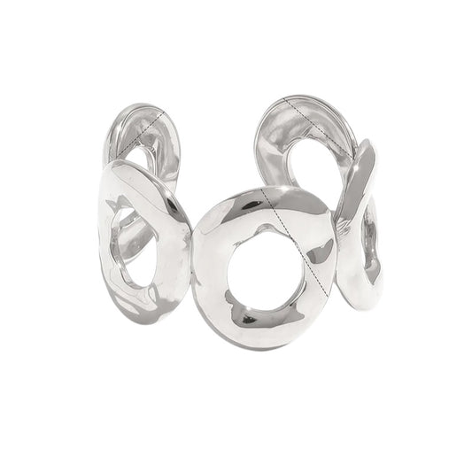 Ring steel silver with circles- R294
