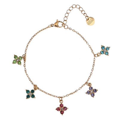 Bracciale in acciaio con fiori di zirconi - BR028