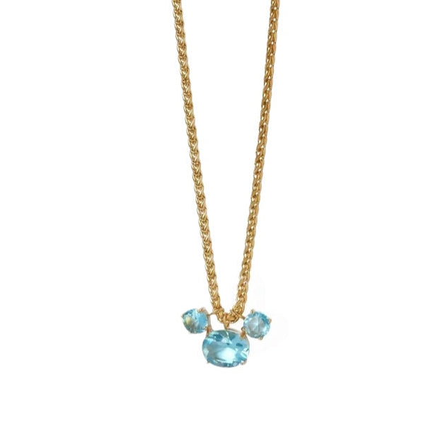 Halskette aus Stahlgold mit blauen Zirkonen – NE713