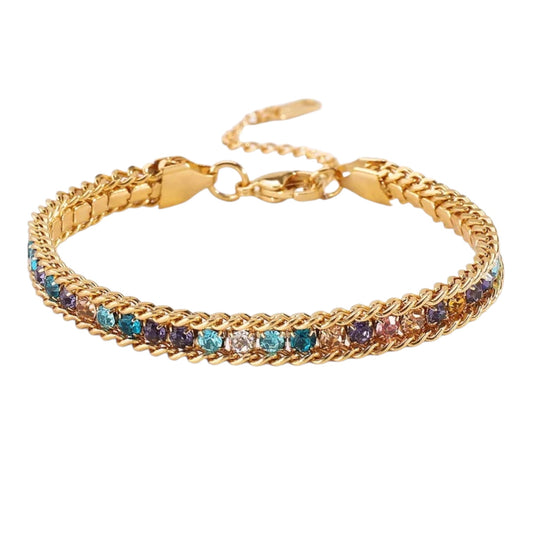 Bracciale in acciaio con strass - BR387