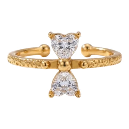 Goldring aus Stahl mit ovalem Zirkon – R152