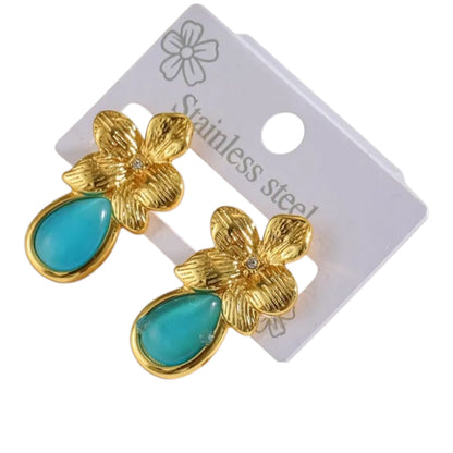 Boucles d'oreilles triple créoles acier doré- EA649