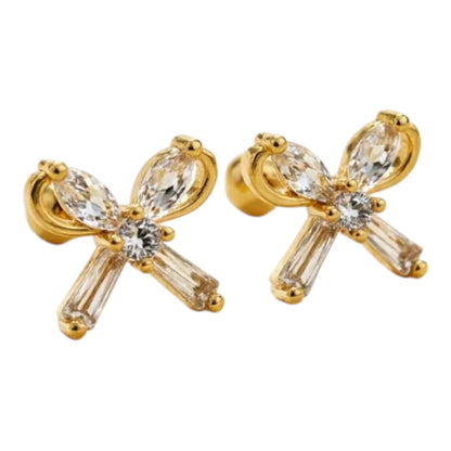Boucles d'oreilles triple créoles acier doré- EA649