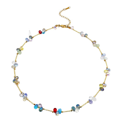 Collana in acciaio dorato con zirconi blu - NE713
