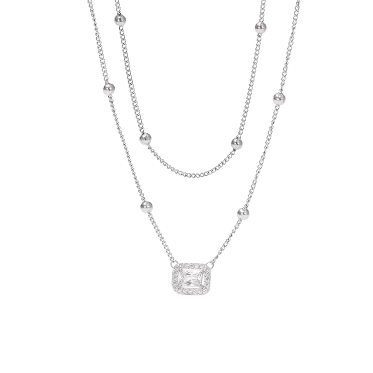 Halskette aus Stahlgold mit blauen Zirkonen – NE713