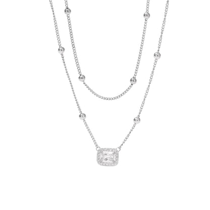 Halskette aus Stahlgold mit blauen Zirkonen – NE713
