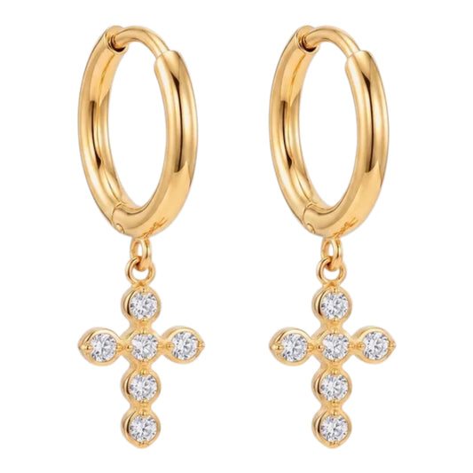 Pendientes estrella de mar de acero con piedras azules- EA681