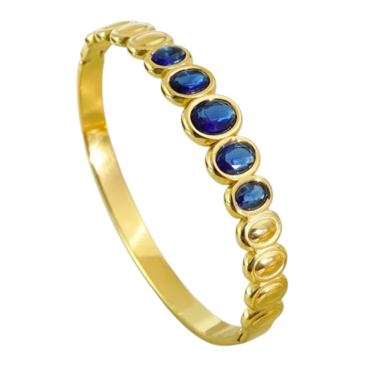 Armband aus Stahlgold mit blauen Steinen – BR457