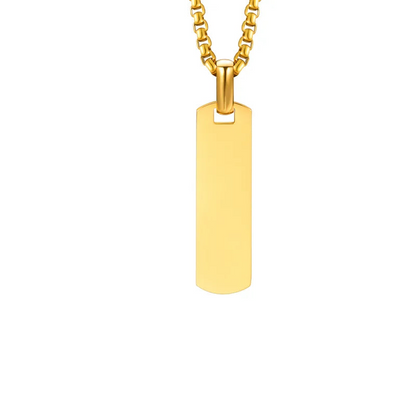 Κολιέ ατσάλι χρυσή μακρόστενη ταυτότητα-NE512