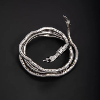 Steel malleable silver snake necklace- NE604