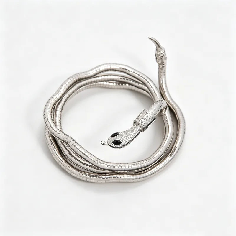 Steel malleable silver snake necklace- NE604