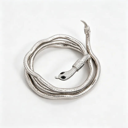 Steel malleable silver snake necklace- NE604