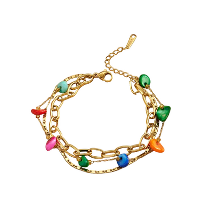 Βραχιόλι επιχρυσωμένο ατσάλι τριπλό με πέτρες- BR432