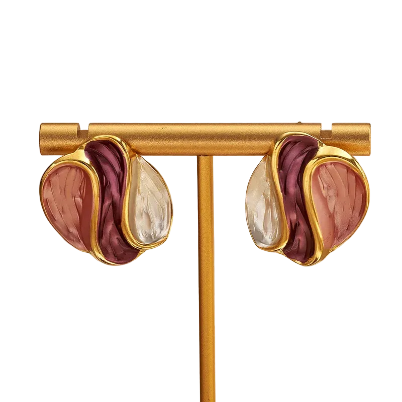 Σκουλαρίκια επιχρυσωμένο ατσάλι τρίχρωμο-EA585