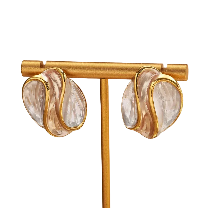 Σκουλαρίκια επιχρυσωμένο ατσάλι τρίχρωμο-EA674