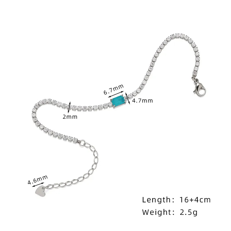 Βραχιόλι ατσάλι με κρύσταλλά και γάλαζια πέτρα-BR047