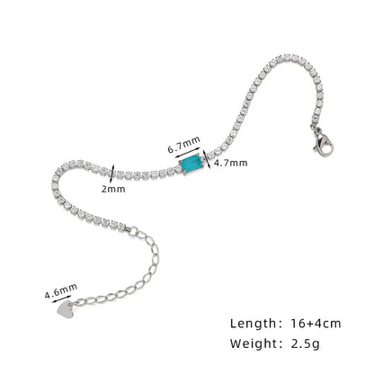 Βραχιόλι ατσάλι με κρύσταλλά και γάλαζια πέτρα-BR047