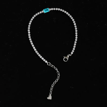 Βραχιόλι ατσάλι με κρύσταλλά και γάλαζια πέτρα-BR047