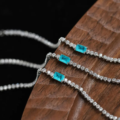 Βραχιόλι ατσάλι με κρύσταλλά και γάλαζια πέτρα-BR047