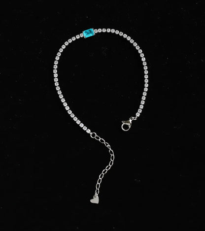 Βραχιόλι ατσάλι με κρύσταλλά και γάλαζια πέτρα-BR047