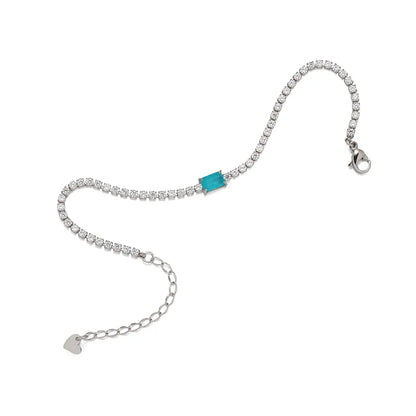 Βραχιόλι ατσάλι με κρύσταλλά και γάλαζια πέτρα-BR047