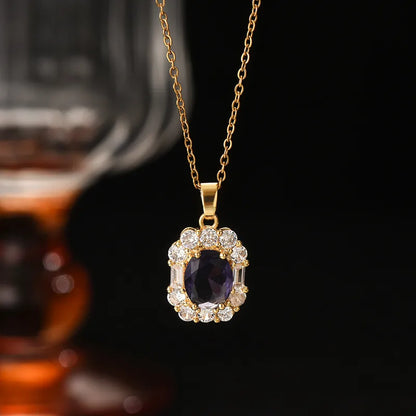 Σετ κοσμημάτων ατσάλι με μωβ zircon-SET050