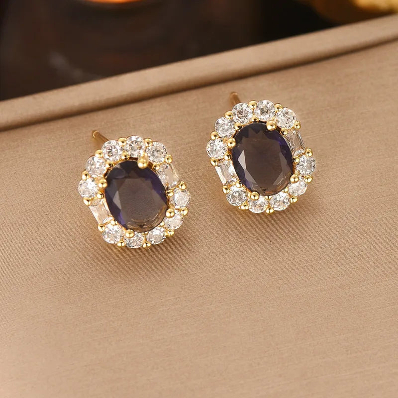 Σετ κοσμημάτων ατσάλι με μωβ zircon-SET050