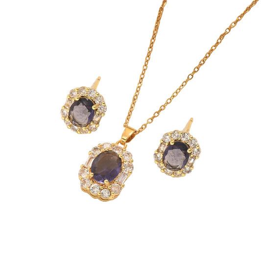 Σετ κοσμημάτων ατσάλι με μωβ zircon-SET050