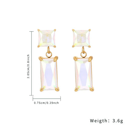 Σκουλαρίκια ατσάλι με τετράγωνα zircon -EA498