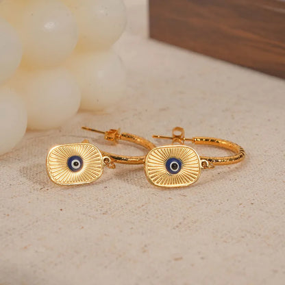 Σκουλαρίκια επιχρυσωμένο ατσάλι με μάτι-EA078