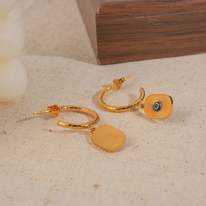 Σκουλαρίκια επιχρυσωμένο ατσάλι με μάτι-EA078