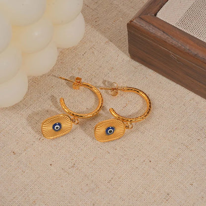 Σκουλαρίκια επιχρυσωμένο ατσάλι με μάτι-EA078