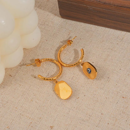 Σκουλαρίκια επιχρυσωμένο ατσάλι με μάτι-EA078