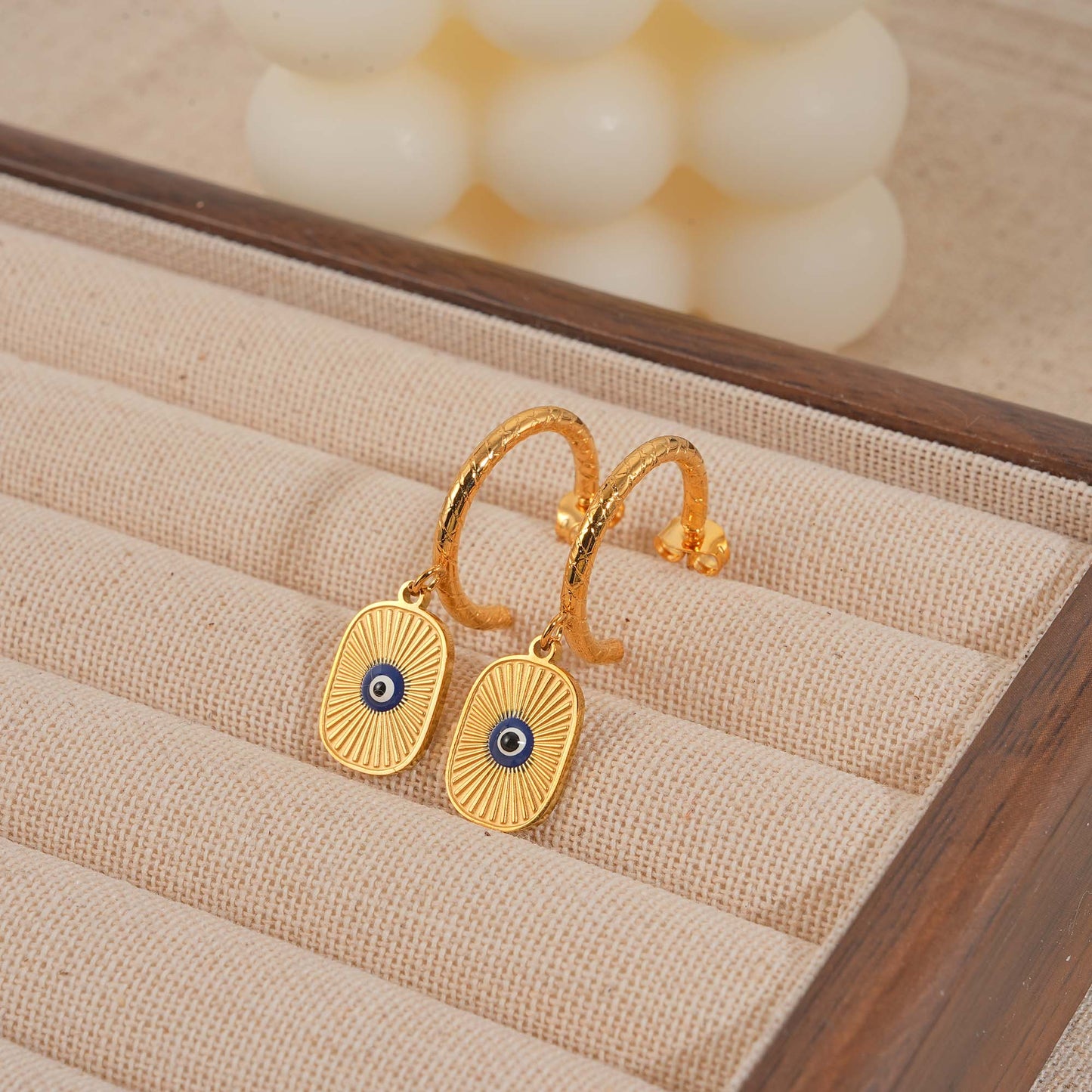 Σκουλαρίκια επιχρυσωμένο ατσάλι με μάτι-EA078