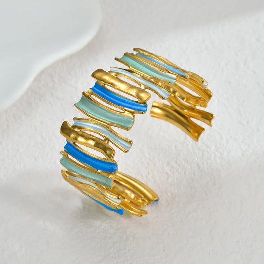 Bracelet gilded steel in blue shades