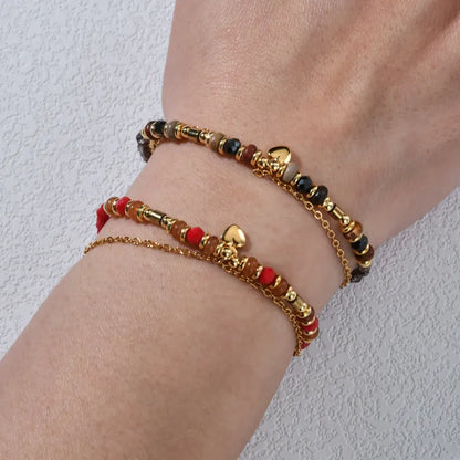 βραχιόλι με αλυσίδα χάντρες και καρδιά - BR436