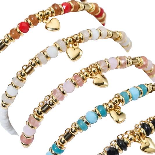 βραχιόλι με αλυσίδα χάντρες και καρδιά - BR436