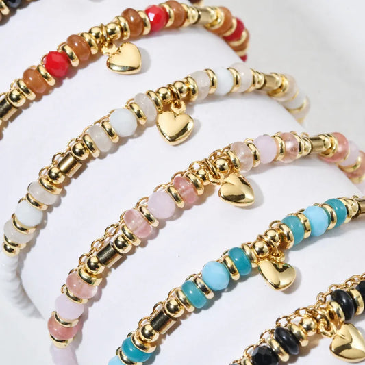 βραχιόλι με αλυσίδα χάντρες και καρδιά - BR436