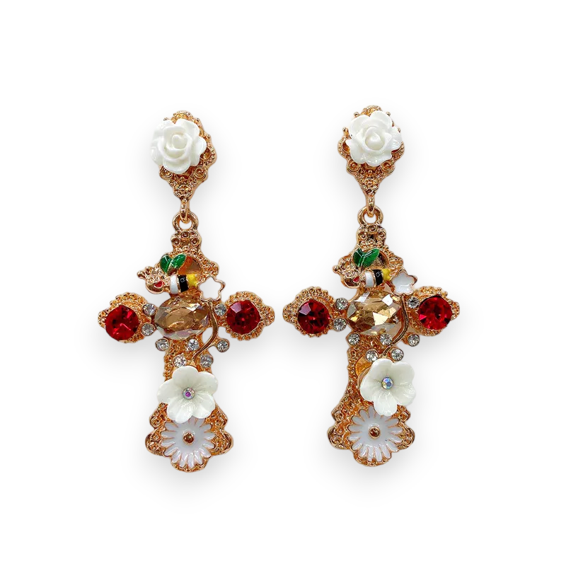Earrings with pearls and straps - ea256