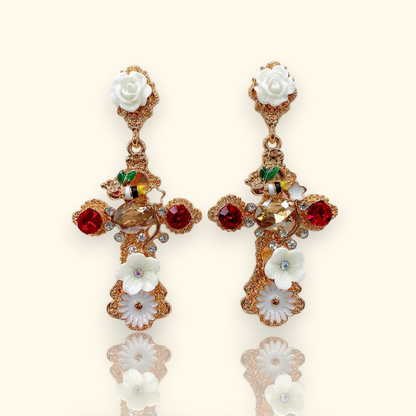 Earrings with pearls and straps - ea256