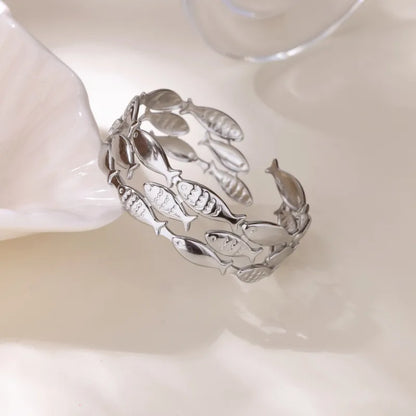 Βραχιόλι ατσάλινο με ψάρια ασημί - BR384