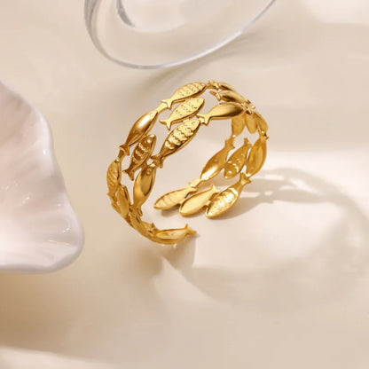 Βραχιόλι ατσάλινο με ψάρια χρυσό- BR385