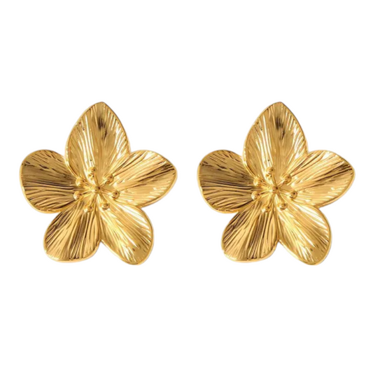 Σκουλαρίκια χρυσά λουλούδια ατσάλινα - EA065