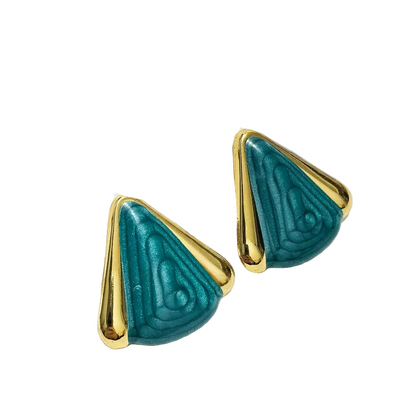 Σκουλαρίκια ατσάλι πετρολ τρίγωνο-EA090