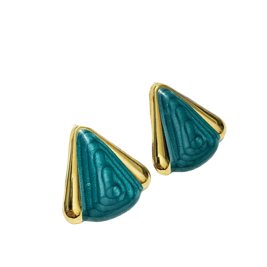 Σκουλαρίκια ατσάλι πετρολ τρίγωνο-EA090