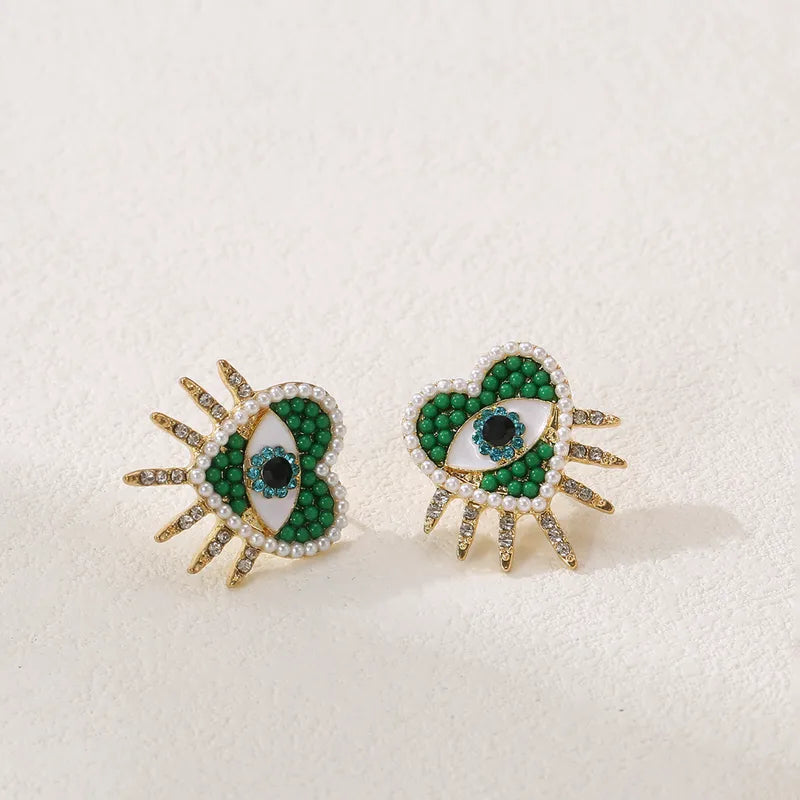 Pendientes estrella de mar de acero con piedras azules- EA681