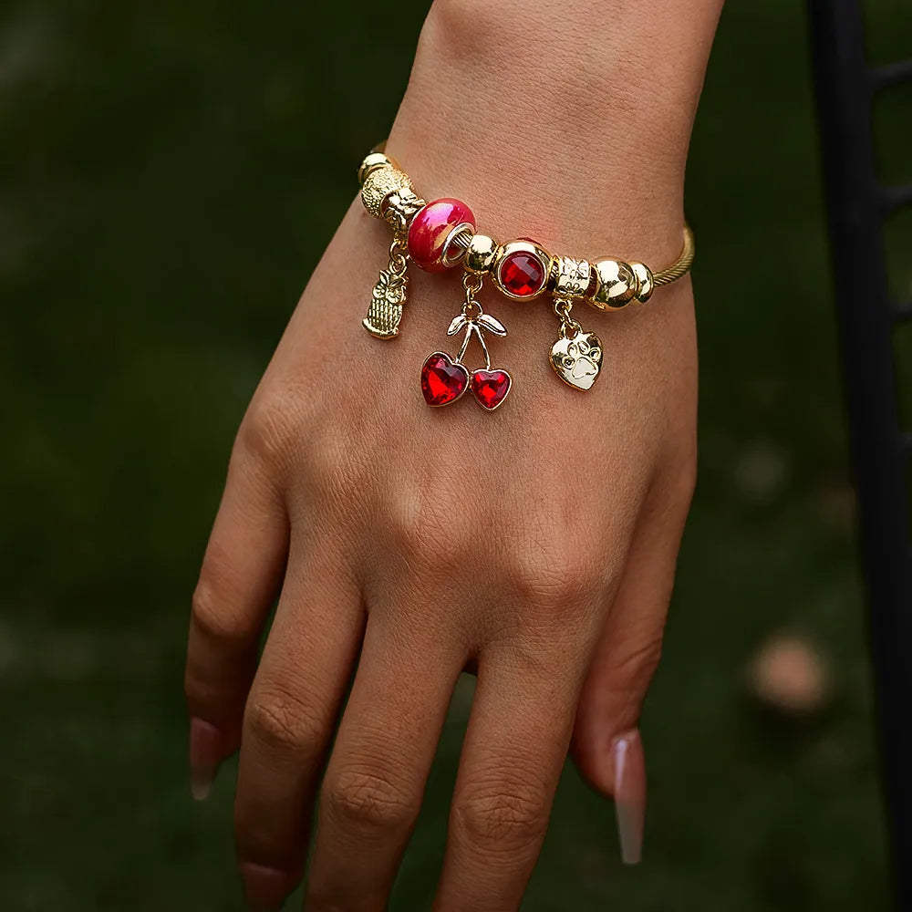 Bangle Bracelet with Cherries - Br250