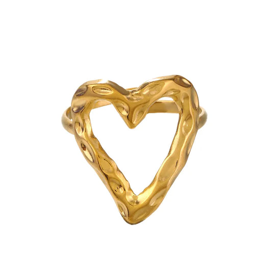 Δαχτυλίδι ατσάλινο με χρυσή καρδιά - R012
